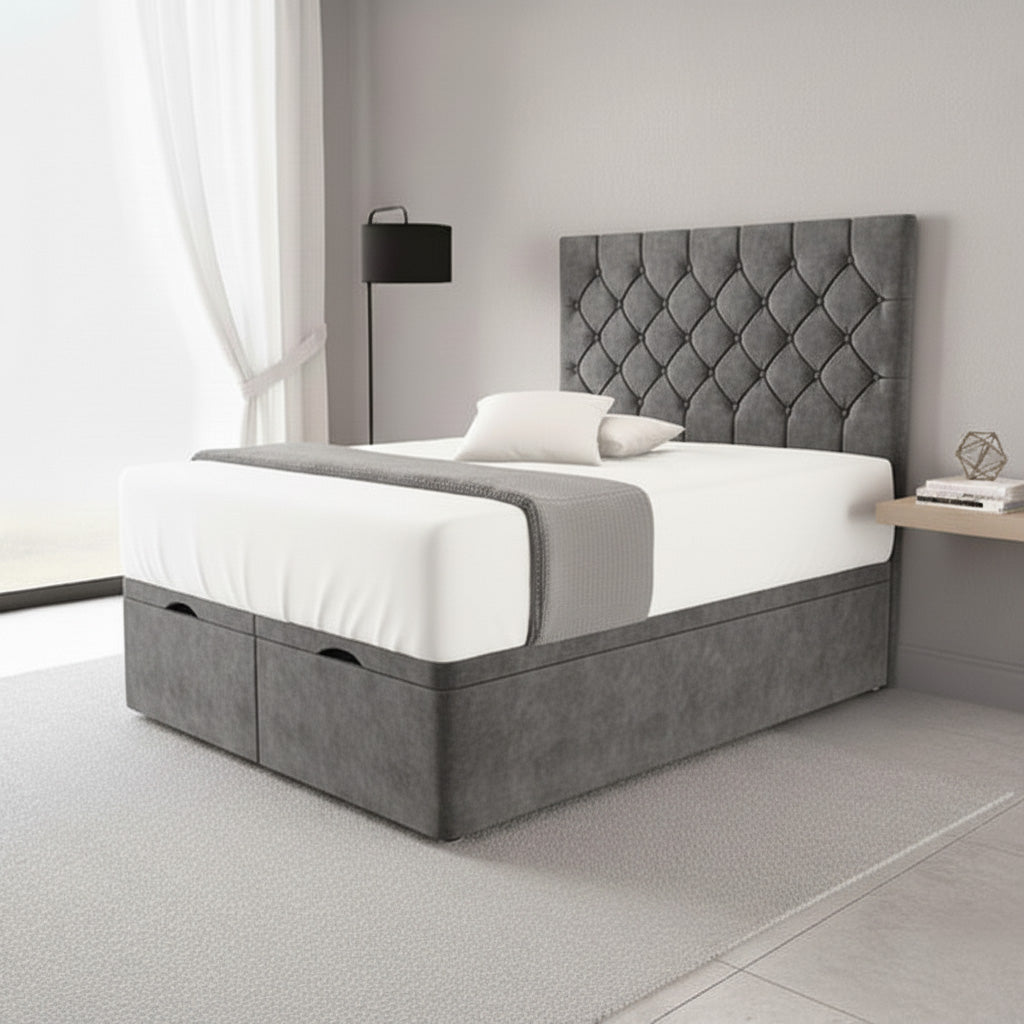 Holloway Ottoman Divan Bed Upholstered Space-Saving Lift Storage
