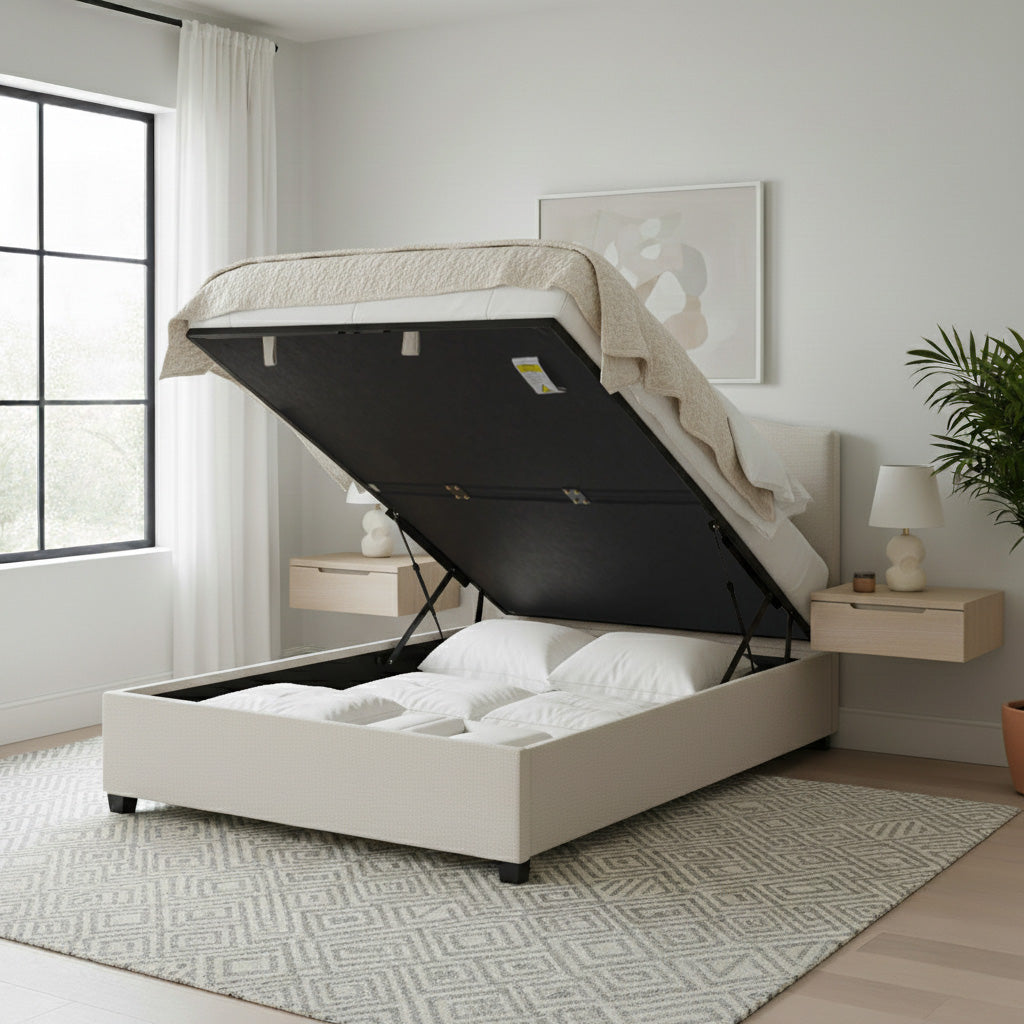 Hazelton Ottoman Bed Upholstered Space-Saving Lift Storage