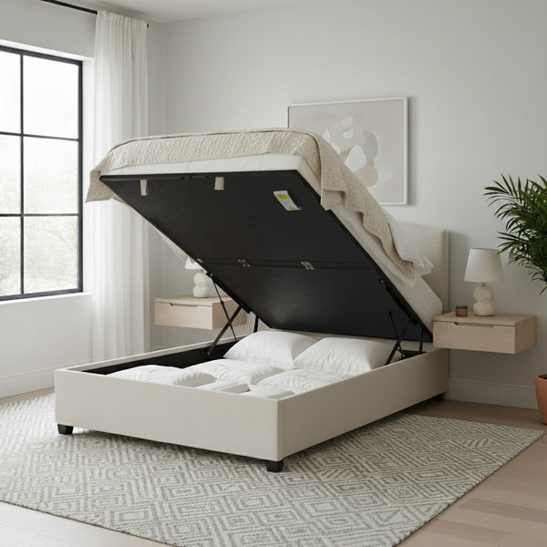Hazelton Ottoman Bed Upholstered Space-Saving Lift Storage