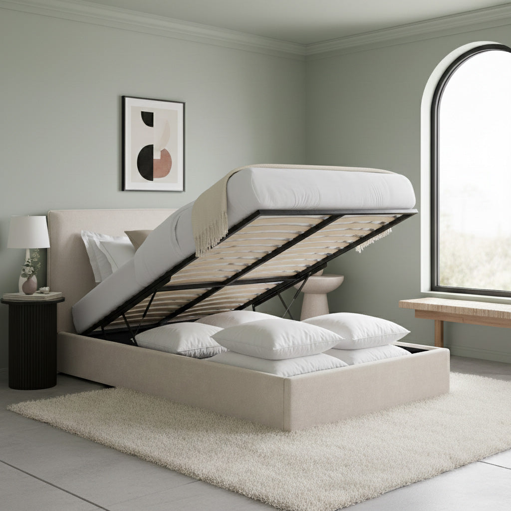 Pemberley Ottoman Bed Upholstered Space-Saving Lift Storage