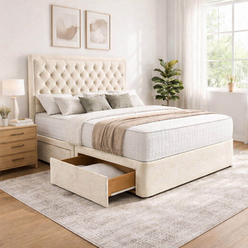 Ellesmere Divan Bed Base Space-Saving with Drawer Options